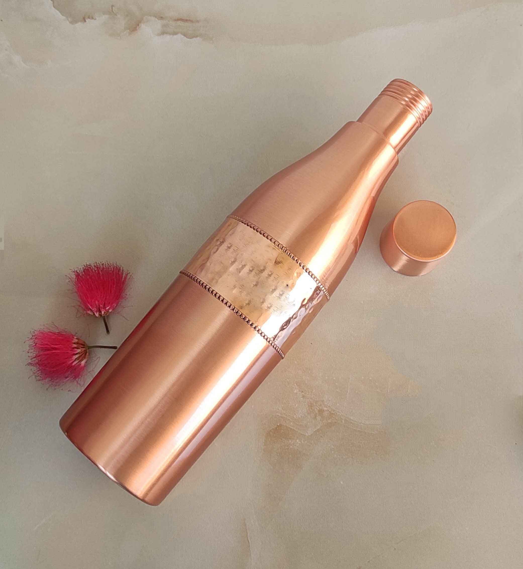 Copper drinkware bottle with champagne style and lacquer coating, sapphire - 850 ML 103